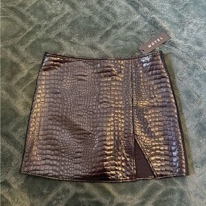 Motel Rocks black faux leather snakeskin skirt
